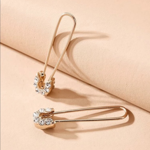 • Paris • Rhinestone Safety Pin Earrings - Picture 1 of 3